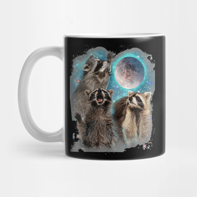 3 Racoon Moon Howling Raccoon Head Funny For Men, Women by jadolomadolo